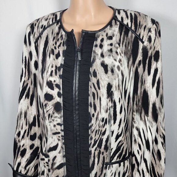 Basler Women's Animal Print Blazer/Jacket Faux Leather Accents Size EU42 (XL) - Picture 4 of 13